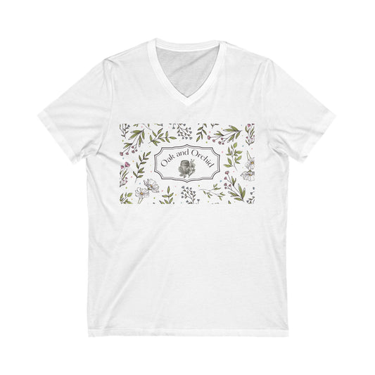 Lemon Lace - Floral V-Neck Tee