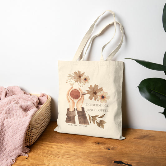 Meadow Musings - Confidence and Coffee Floral Cotton Tote Bag