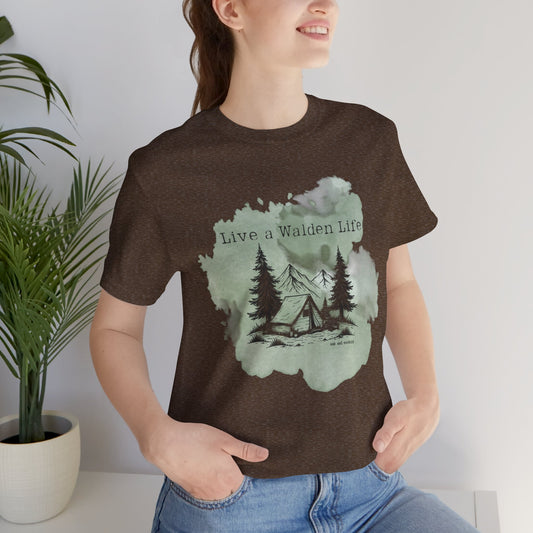 Summer 2025 - Orchard Bloom - Jersey Tee - Live a Walden Life, Nature Lover Shirt, Camping Tee, Adventure Apparel, Eco-Friendly Gift