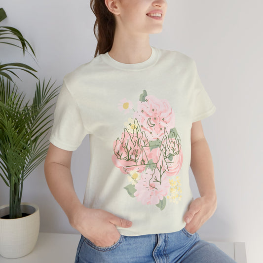 Summer 2025 Orchard Bloom - Floral Mountain Tee - Perfect for Nature Lovers & Adventure Seekers, Gift for Outdoor Enthusiasts, Summer Casual Wear, Hiking Shirt, [...]