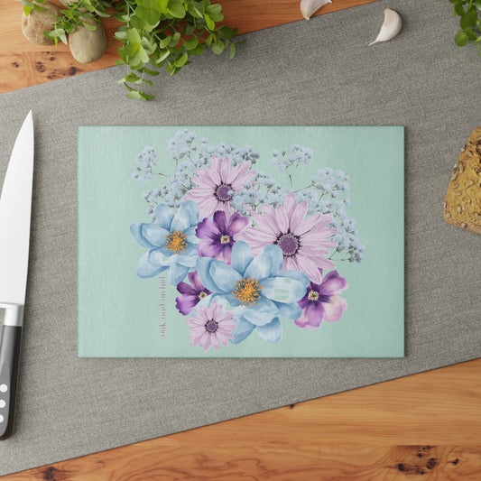 Summer 2025 Orchard Bloom - Floral Glass Cutting Board - Perfect for Cooking and Entertaining