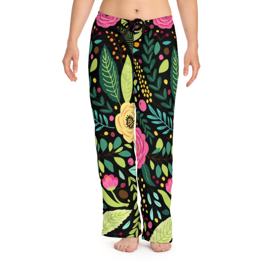Sugar Petals - Floral Women's Pajama Pants, Cozy Sleepwear, Elegant loungewear, Gift for Her, Perfect for Relaxing at Home