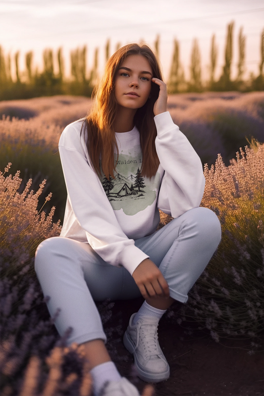 Summer 2025 - Orchard Bloom - Live a Walden Life Unisex Lightweight Crewneck Sweatshirt, Nature Lover Gift, Outdoor Adventure Wear, Gift for Campers, Eco-Friendly Apparel