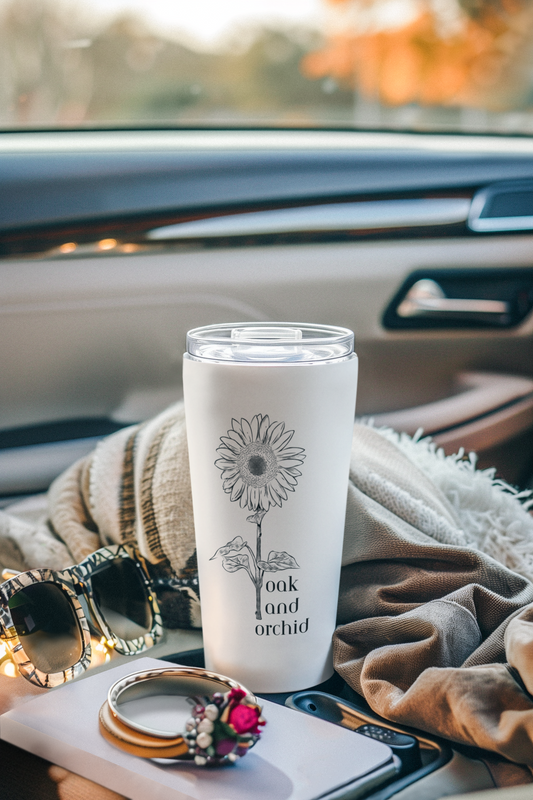 Minimalist Magnolia - Stylish Copper Insulated Tumbler, Perfect for Gifts, Travel Mug, Reusable Coffee Cup, Personalized Drinkware
