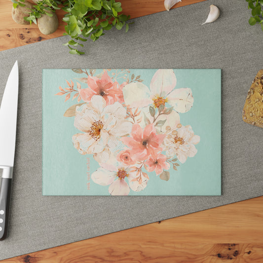 Summer 2025 Orchard Bloom - Floral Glass Cutting Board – Perfect for Home Cooking & Gifting