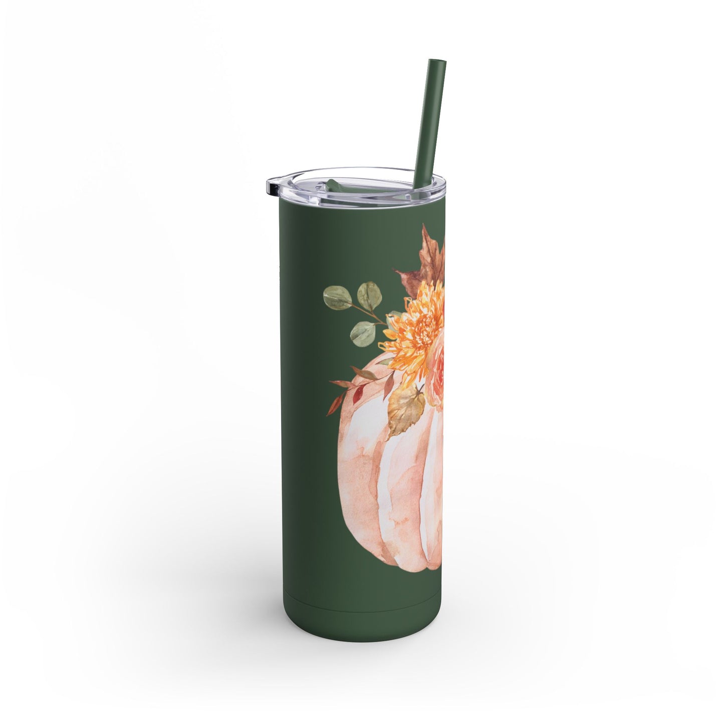 Fall Floral Pumpkin Tumbler, 20oz Travel Mug, Autumn Drinkware, Thanksgiving Gift, Eco-Friendly Coffee Cup, Seasonal Beverage Container