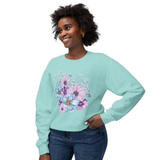 Fields of Mercy - Floral Lightweight Crewneck Sweatshirt