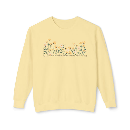 Meadow Musings - Crewneck Sweatshirt - Proverbs 31:25