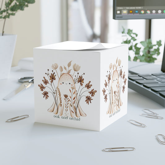 Floral Note Cube, Cute Desk Decor, Office Organization, Gift for Writers, Planner Accessory, Home Office Decor, Stationery