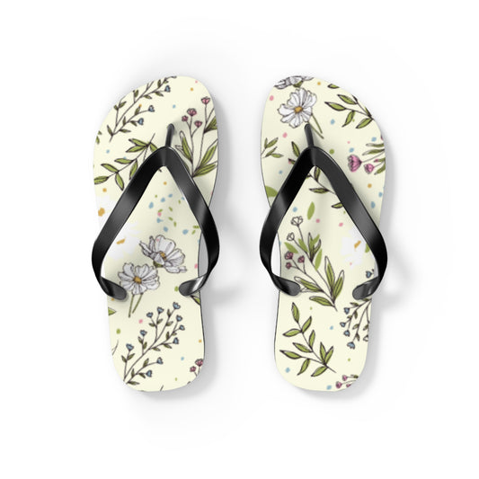 Lemon Lace - Floral Design Flip Flops