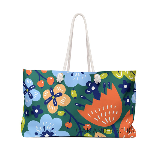 Summer 2025 - Orchard Bloom - Floral Weekender Bag, Travel Tote, Summer Getaway Bag, Beach Bag, Overnight Bag
