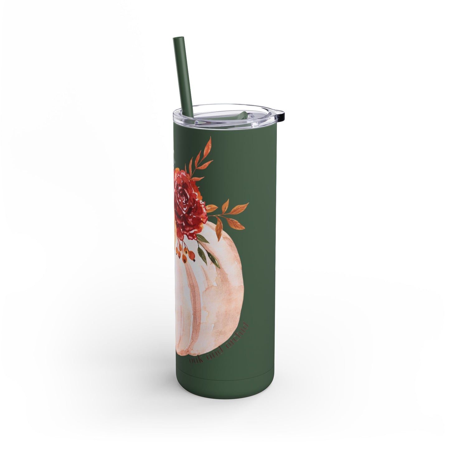Fall Floral Pumpkin Tumbler, 20oz Travel Mug, Autumn Drinkware, Thanksgiving Gift, Eco-Friendly Coffee Cup, Seasonal Beverage Container
