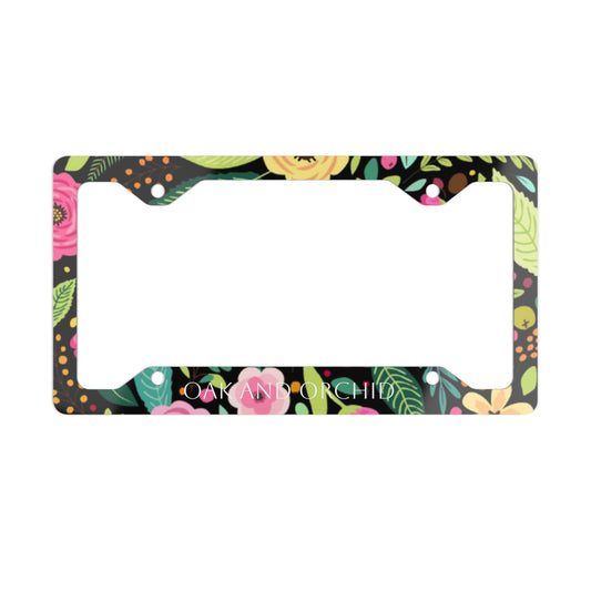 Sugar Petals - Vibrant Floral Metal License Plate Frame, Car Accessory, Personalized Gift, Auto Decor, Unique Car Accessories