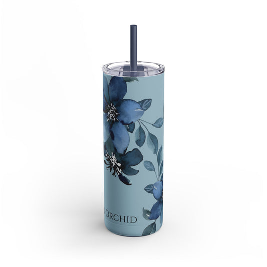 Cerulean Flora - Maars Maker Skinny Matte Tumbler, 20oz