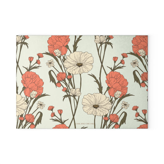Peachwood Cottage Floral Elegance Glass Cutting Board  Perfect Kitchen Decor for Home Chefs & Gift Givers